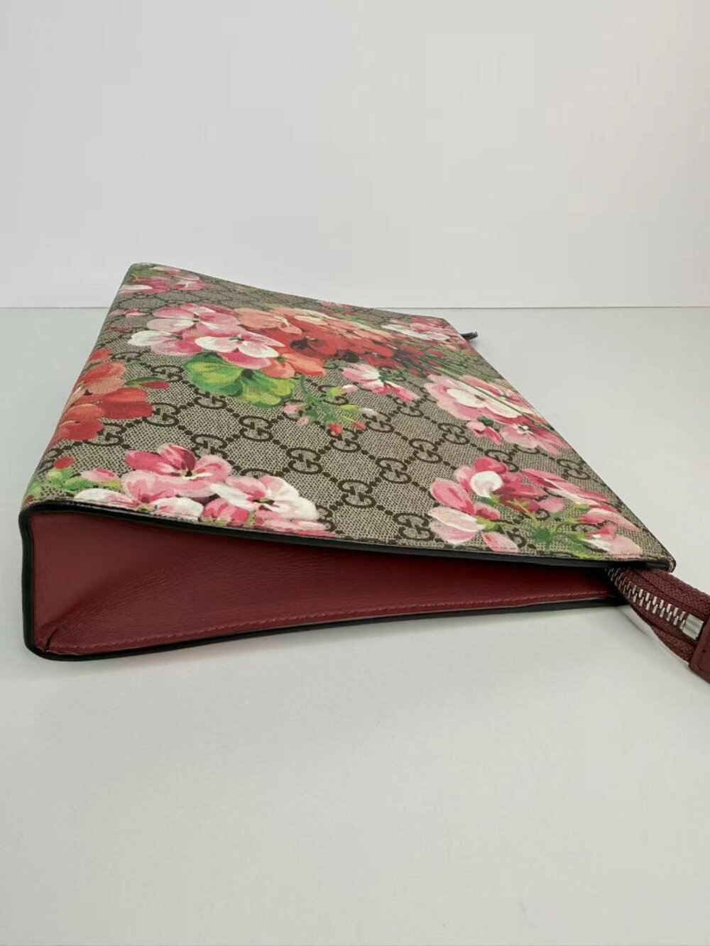 Gucci GG Blooms Floral Print Supreme Canvas Zip Pouch Clutch Cosmetic Bag - Picture 6 of 10